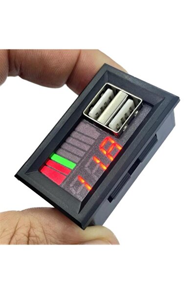 Powermaster electroon DC 12Volt Dijital Voltmetre 2xUSB Çıkışlı Akü Göstergeli