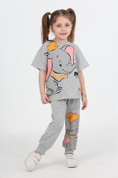 BUUFUU Girl's Disney Hero Dumbo Printed T-shirt Tracksuit Double Set