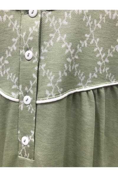 Nena LARGE SIZE ROBALI BUTTONED COLLAR THERMAL FABRIC WOMEN'S LONG SLEEVE PAJAMAS SET 14606