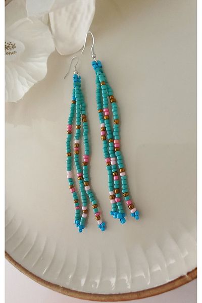 İPAR AKSESUAR SAND BEADS EMBROIDERY HANDMADE EARRING