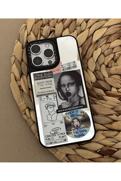 HYPERSOFT Iphone 15 Pro (6.1 inç) Uyumlu Casefity Aynalı Kılıf Mona Lisa Dese...