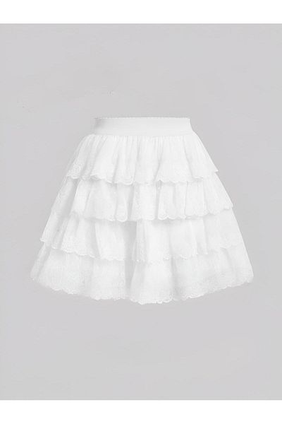 trendgar fustă mini cu etaje Myconos de damă albă