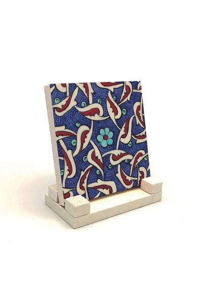 Sadrazam Suport de birou din piatră naturală imprimată cu model de plăci otomane Iznik 10x10 Kd-33