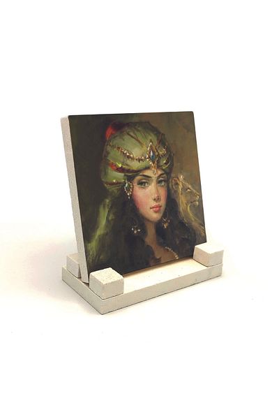 Sadrazam Рисунка на османска жена, щампована върху естествен камък, 10x10 Krt-111