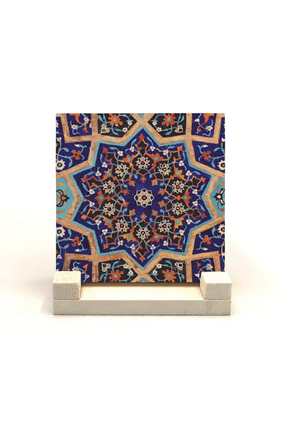 Sadrazam Suport de birou din piatră naturală imprimat cu model Rumi 10x10 Kd-13