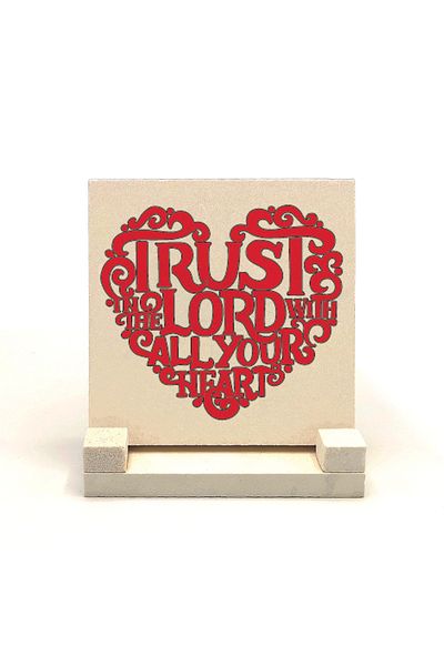 BAKSEPETE Özdeyişler 3:5-6 Verse Printed Natural Stone Desktop 10x10 Krg-123
