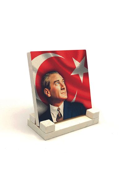 Sadrazam Ataturk Printed Natural Stone Desktop 10x10 Krt-100