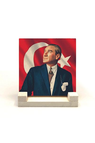 Sadrazam Ataturk Printed Natural Stone Desktop 10x10 Krt-99