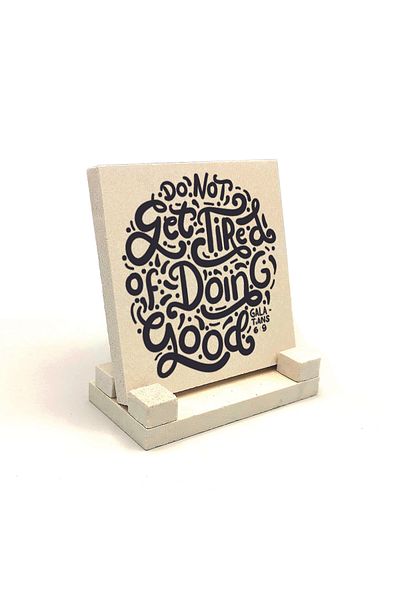BAKSEPETE Galatians 6:9 Verse Printed Natural Stone Desktop 10x10 Krg-125