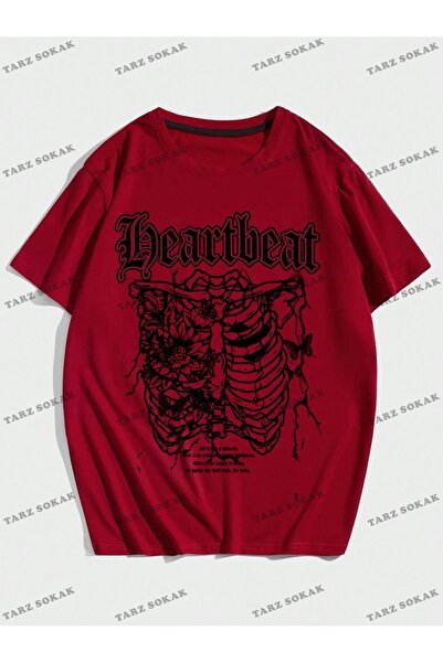 Tarzsokak KOD Trend Goth Erkek İskelet ve Harf Grafikli Tişört
