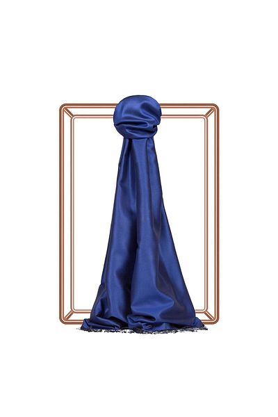 ipekevi Şal de mătase Saks Blue faţă-verso