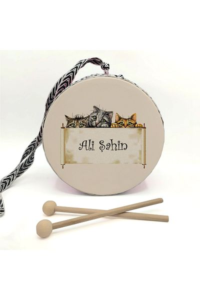 Sadrazam Named_Kedi, Green, Real Leather Children's Drum