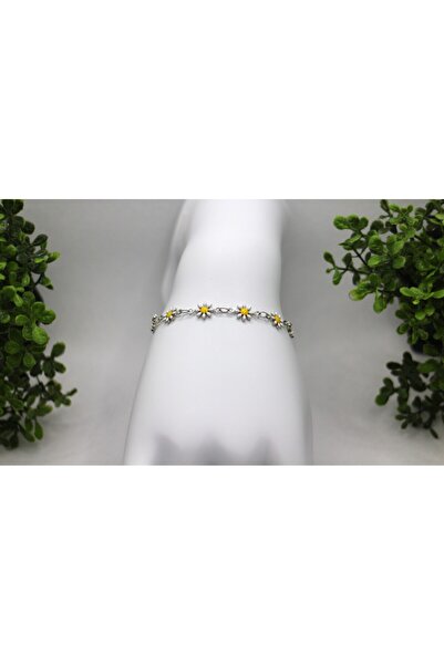 Tezcan Aksesuar سلسلة معصم ديزي بيضاء فضية اللون