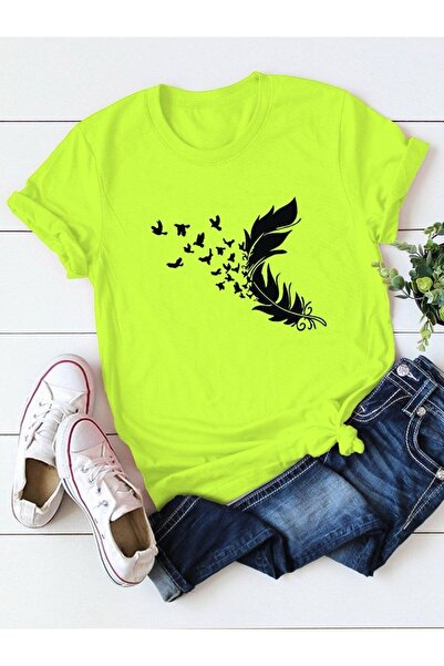 MORNİNG KİDS Κοριτσίστικο μπλουζάκι με εμπριμέ πράσινο νέον χτενισμένο