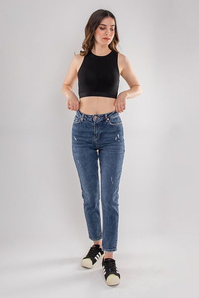 Dilvin 30114 Crew Neck Crop Top Lycra Bustier