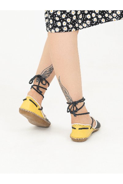 Ertay Deri Lace-Up Elegance: Handmade Genuine Leather Lace-Up Yemeni Sandals for Women