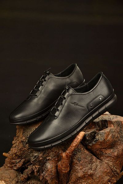 JAMES FRANCO Men's 100% Leather Black Casual Shoes with Innovative Style Offers Elegance and Comfort Together