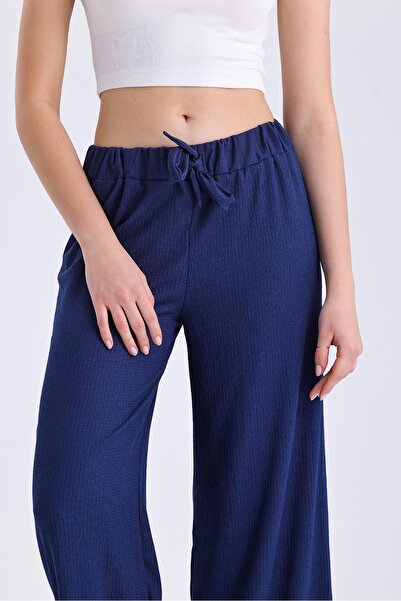 Miss Murem Wide Leg Raschel Trousers-NDIGO