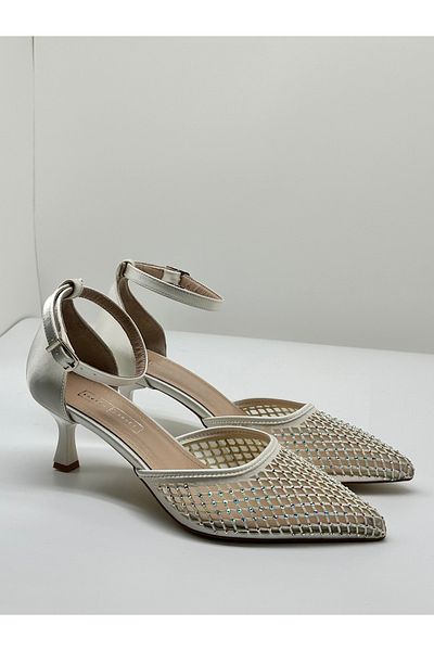 KARVENSHOES Karven38 Stone Covered Skin Color Short Heel Stiletto