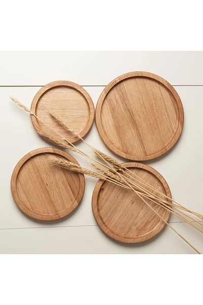 Esci Design Wooden 4-Piece Presentation Set - Breakfast Presentation Set - Wooden Plate - Wooden Supla
