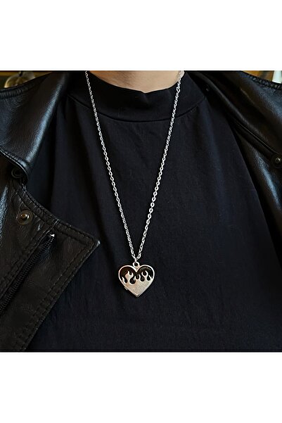 FG KONNİCHİWA قلادة على شكل قلب من الفولاذ المقاوم للصدأ