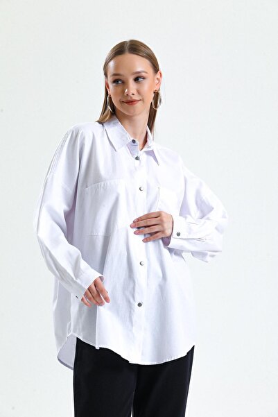 Miss Murem Aleyna Snap Shirt-white