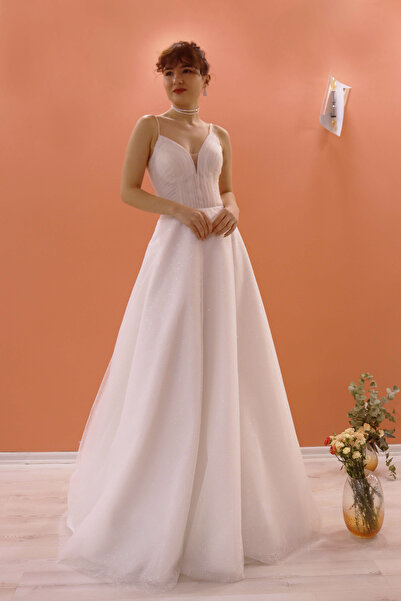 Kısmet Asel Gelinlik Drapeli Tül A kesim