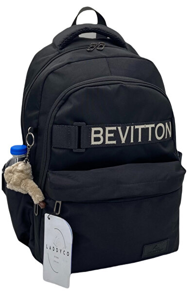 LaddyCo Rucsac de școală unisex negru din țesătură hidrofugă Bevitton Bts 34200