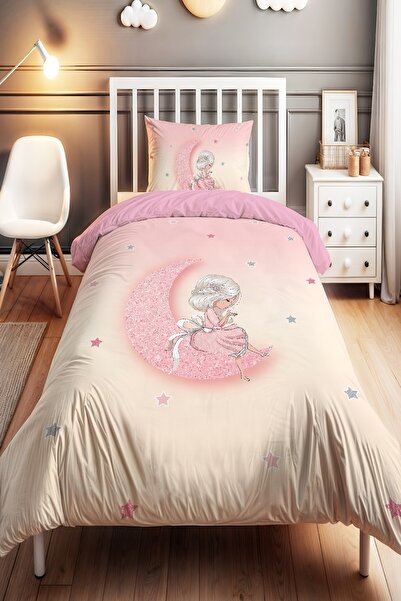 EVPANYA Princess on the Glowing Moon Patterned Single Baby Kids Bedding Set