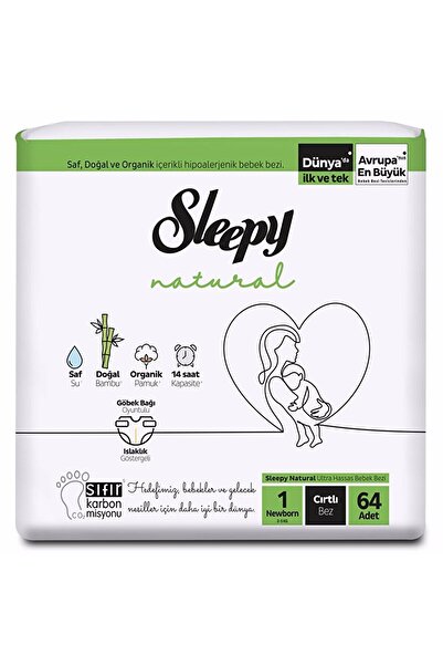 Sleepy Natural Yenidoğan Bebek Bezi 1 Beden 64'lü