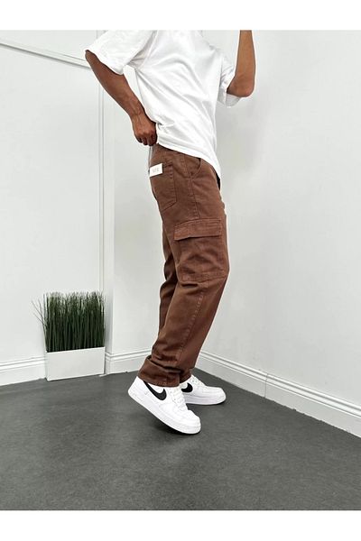 ElitWear Men's Gabardine Baggy Pants with Cargo Pockets