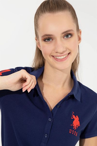 U.S. Polo Assn. Γυναικείο μπλουζάκι Navy Blue Basic Polo λαιμόκοψη