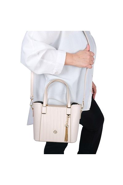 Bagacar Geantă de mână și de umăr din piele artificială bej deschis