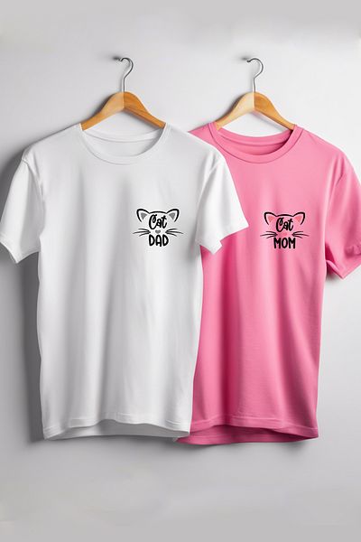 Vordevia Μητέρα γάτας/ Γατάκι μπαμπάς με στάμπα Lover Combination Birthday/ Special Day Gift Tshirt