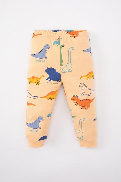 DeFacto Baby Boy Pajamas Set - Dinosaur Print, Long Sleeve, Elastic Waist, Long Bottom C0729A524Sp