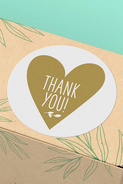 Basic Sense Thank You Sticker Thanks Label With Heart Packaging Package Label - 3x3cm 90 Pieces - ST2134