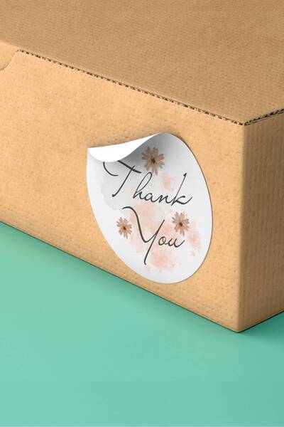 Basic Sense Thank You Sticker Teşekkürler Etiketi Çiçekli Ambalaj Paketleme Etiketi - 3x3cm 90 Adet - ST2225