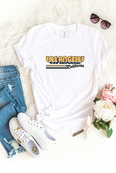 AEMİ Ženska majica Los Anđeles Štampano okrugla kragna 100% pamuk lu Oversize...