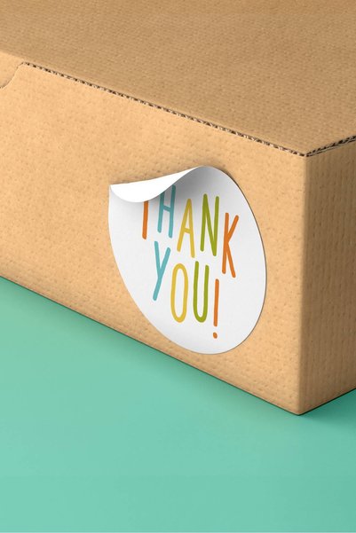 Basic Sense Thank You Sticker Teşekkürler Etiketi Renkli Ambalaj Ürün Paketleme Etiketi - 3x3cm 90 Adet - ST2124