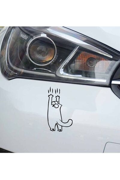 BENİMSER REKLAM Kayan Kedi Sticker Motor, Kask, Laptop, Araba Sticker 14x8cm