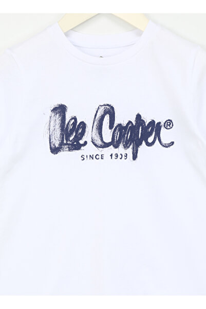 Lee Cooper Men's White T-Shirt - 242 LCB 242002 , Drawinglogo Printed