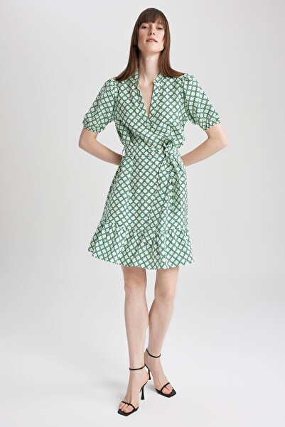 DeFacto Μίνι κοντομάνικο φόρεμα Aerobin με έθνικ σχέδιο Z7466az23sm