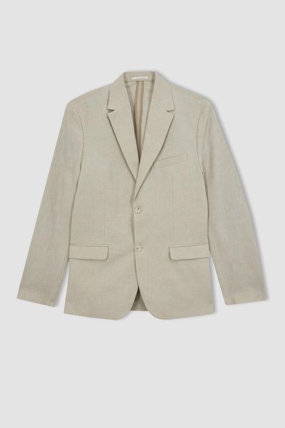 DeFacto Regular Fit Linen Blended Blazer Jacket Z8013az23sm
