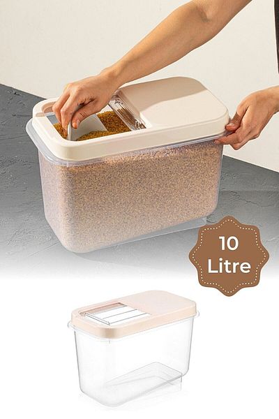 Şahane Pazar 10 Liter Multibox Storage Container Box Sliding Lid - Beige Fma00766