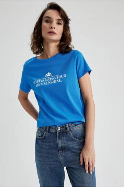 DeFacto Tricou cu mânecă scurtă, 100% bumbac, cu decolteu circular, cu formă normală Z8374az23sm