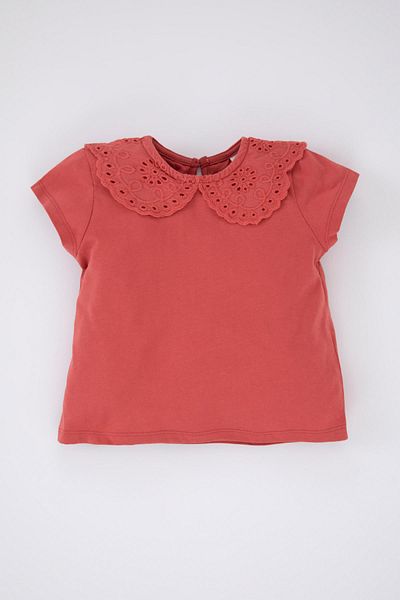 DeFacto Baby Girl Large Collar Short Sleeve T-Shirt Z6071a223sm