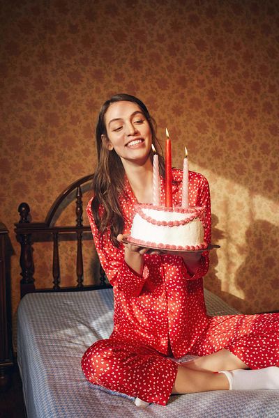 DeFacto Fall In Love Regular Fit Pajama Collar Heart Patterned Pajama Top Z5321az23sp