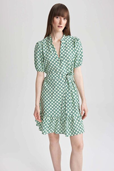 DeFacto Μίνι κοντομάνικο φόρεμα Aerobin με έθνικ σχέδιο Z7466az23sm