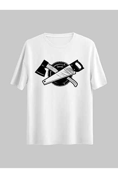 donamod تي شيرت عادي للجنسين بتصميم نجار من Master Axe Chainsaw