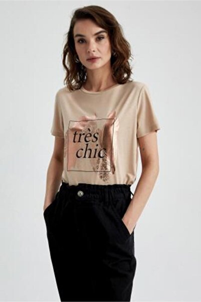 DeFacto Μπλουζάκι με κοντό μανίκι κανονική εφαρμογή με λαιμόκοψη Z9063az23sp